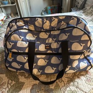 Lucas Navy Whale-Print Travel Duffel Bag